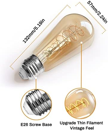 Lâmpadas Doresshop Edison, lâmpadas de 4 pacote de led de 4 pacote LED Edison 60 watts, lâmpada de filamento