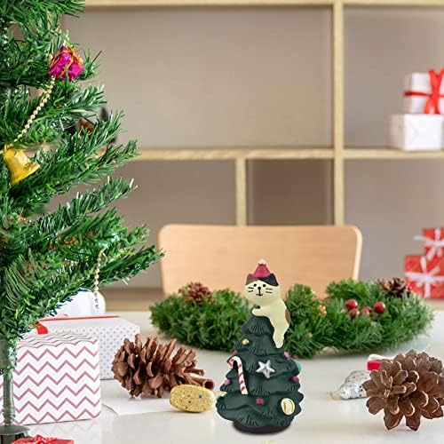 Mini Árvore de Natal Cat Cat Christmas Decoration Creative Miniature With Resin Ornamentos Presente Ornamento