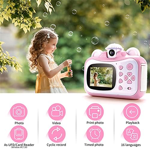 Câmera de impressão instantânea para crianças para crianças 1080p HD Photo Photo Intelligent Shooting Digital