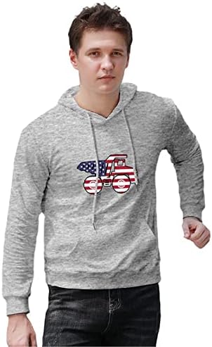 American Flag Truck Men's Men's Menloves com suéter de algodão com capuz comprido moletom com bolso
