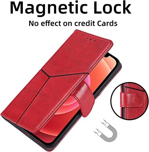 Caixa da carteira WTUKMO para iPhone 14/14 Plus/14 Pro/14 Pro Max, TPU de couro PU premium Stand Soft [Fechamento magnético] com [slots de cartão] Tampa de choque durável à prova de choque (cor: vermelho, tamanho: 14 Pro Max 6.7