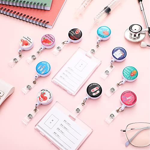 10 pacote engraçado enfermeiro bobina de emblema de enfermagem retrátil clipe fofo id portador de identificação Medical Clip Clip Nome Cool Tag Tot