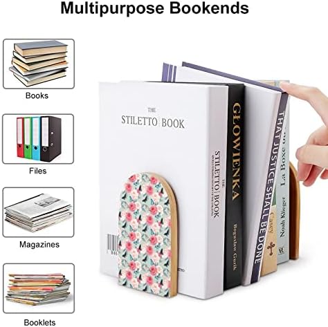 Rosas e Butterfly Wooden Booknds Livros não esquisitos Stands Livro Livro Ends finais suporta prateleiras
