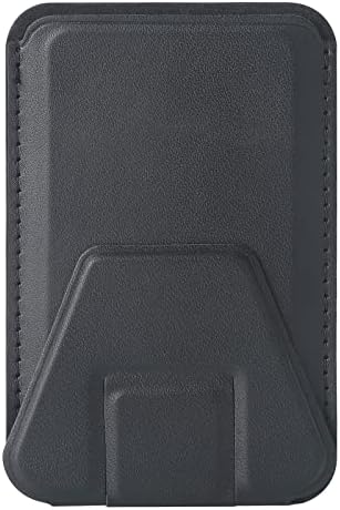 Carteira Ambervec Magsafe compatível com o iPhone 14, iPhone 13 e iPhone 12 mini Pro Max Plus, carteira magnética para o suporte de cartão magnético de couro, preto, preto