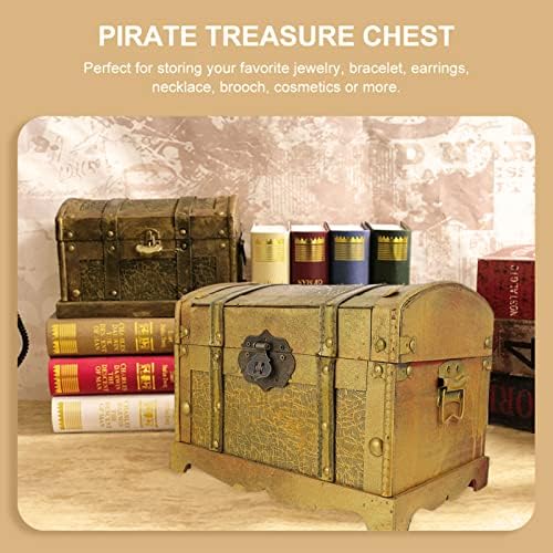 Caixa de madeira antiga e animada Caixa de tesouro pirata vintage Caixas de baús decorativas de baús