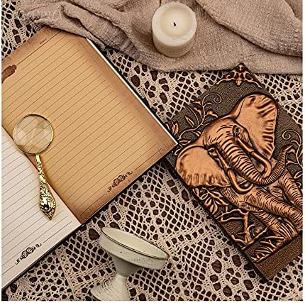 3D Elephant Vintage Leather Journal Writing Notebook com conjunto de canetas, caderno de desenho de couro diário de couro antigo, diário de viagem e notebooks para escrever, presente de elefante para homens para homens mulheres
