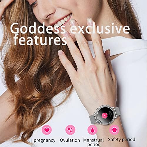 Smartwatch Bluetooth, feminino, chamando tela HD de 1,28 polegada com rastreador de saúde feminina, frequência