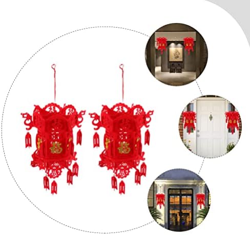 Lanternas vermelhas chinesas Decoração: 2pcs FU Lanternas de personagens Ano Novo Decorações do festival de lanternas