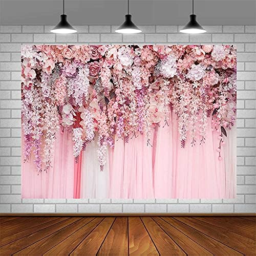 ABLIN 10x7ft rosa parede floral pano de fundo garotas rosa chuveiro de noiva Flores de casamento de casamento bebê menina bebê chá