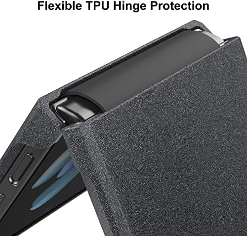 Cresee para Samsung Galaxy Z Flip 4 Case com proteção contra dobradiça, textura de arenito, PC hard PC + Soft TPU Hybrid Protective Case para Galaxy Z flip4 5G - preto/cinza escuro