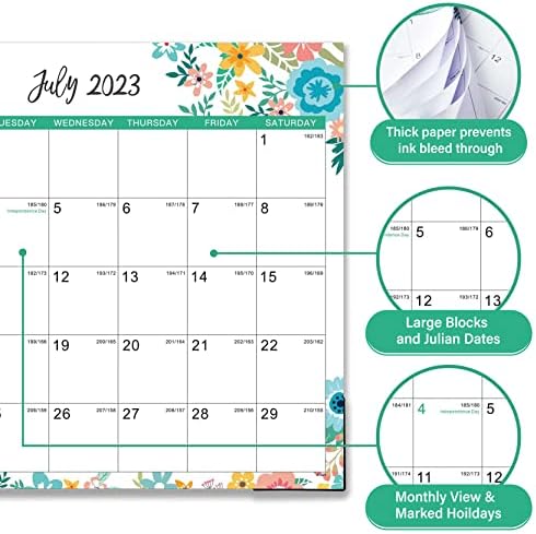 Calendário magnético 2023-2024-2023-2024 Capas de calendário de julho de 2023 a dezembro de 2024, calendário magnético para geladeira, calendário mensal magnético, 13 × 11.5, calendário da geladeira com bloco de lágrima, blocos com datas Julian, perfeitas para planejar planejamento