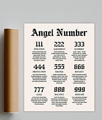 16x20in - Cartaz de número de anjo sem moldura, mensagem divina, aura, pôsteres de gradiente,