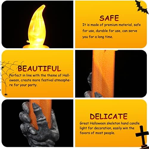 NUOBESTY 2PCS Skeleton Hand Candle Light, Halloween Skull Veller Halloween Halloween Decorative Flameless Candles