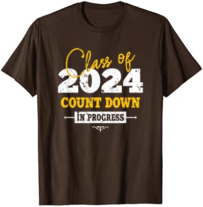 Classe de 2024 Conte o graduado engraçado 2022 Camiseta júnior do primeiro dia