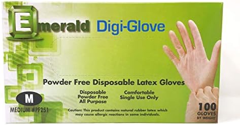 Esmerald Digi-Gloves, luvas de látex descartáveis ​​sem pó