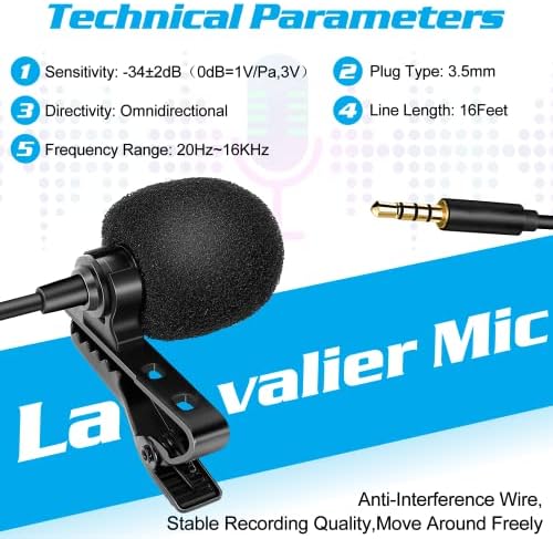 Microfone de lapela Lavalier de grau profissional para LG Q9 Compatível com iPhone Phone ou Camera Blogging Vlogging ASMR Gravando vídeo Tiny Circle Microfone com clipe fácil no sistema