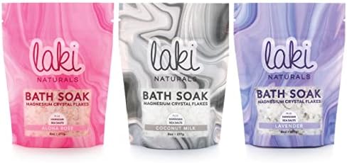 Laki Naturals Favorites Bath Soak Bundle - Flocos de magnésio com sal marinho havaiano - sais de banho terapêuticos