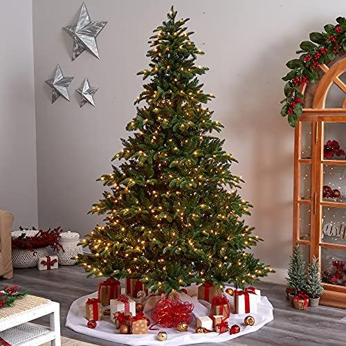8 pés. Árvore de Natal artificial de abeto da Carolina do Sul com 700 luzes quentes brancas e 3412 galhos dobráveis