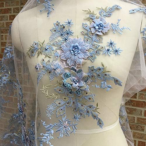 Colorido bordado de flor 3D remendos de pinhão de costura de costura apliquei pérolas tule tule tulle Diy Vestido