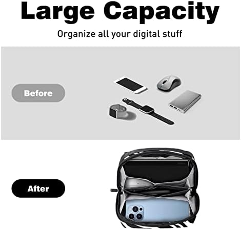 Bolsa de bolsas portáteis de organizador eletrônico de zebras preto de zebras de viagem para discos rígidos para discos rígidos, USB, cartão SD, carregador, banco de energia, fone de ouvido