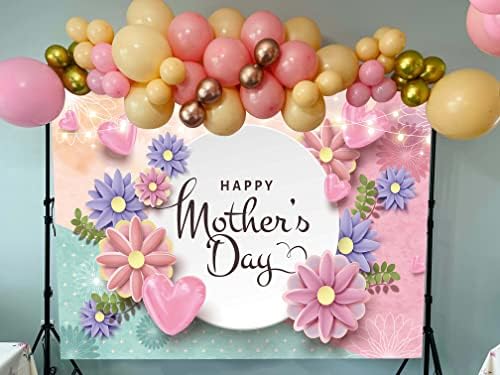 Feliz pano de fundo do dia das mães I Love Mom Pink Sweet Love Heart Paper Flower Photography Backgrody