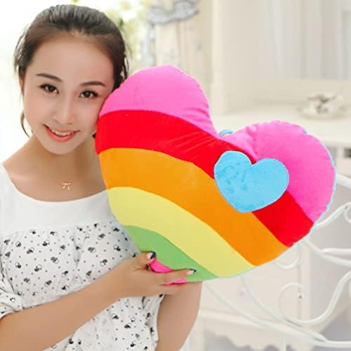 Toyvian Home Decor Decor Home Coração Almofado, 1pc Pillow Pillow Pillow em forma de coração Caso de arco-íris Pillow de pelúcia para luxuos