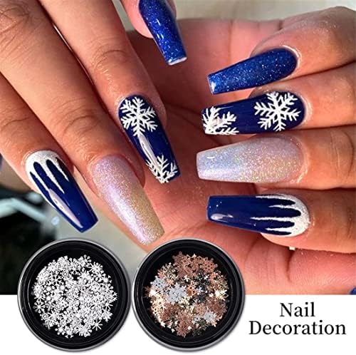 Gold Snowflake Nail Art Decoration Mixed 90pcs Manicures Christmas Glitter Liginas Flakes 3D