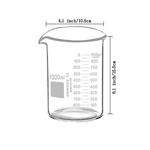 Bipos de vidro 1000ml Borossilicato graduado Medindo copo de baixa forma