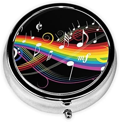 Rainbow Musical Note Melody Prind Pill Caso Compact Três Comprompanhos de Medicina do Compartimento Organizador