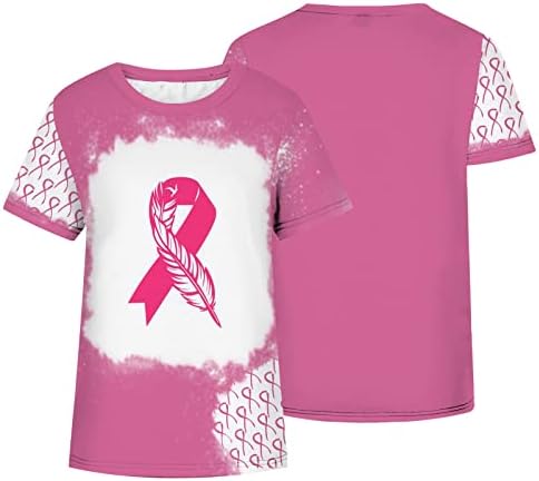 Camisetas de conscientização sobre câncer de mama para mulheres mangas curtas Crewneck camiseta rosa camiseta