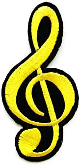 TH Amarelo Clef Shef Sheet Note musical Música G Músico SIGN DIY Bordado costurar em ferro em patch para mochilas Jeans Jeans Roupas etc.