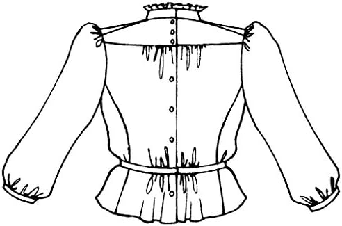 Folkwear Gibson Girl Blouse #205 Colher de colarinho alto Top Top 1900 de reprodução Padrão de costura Folkwear205