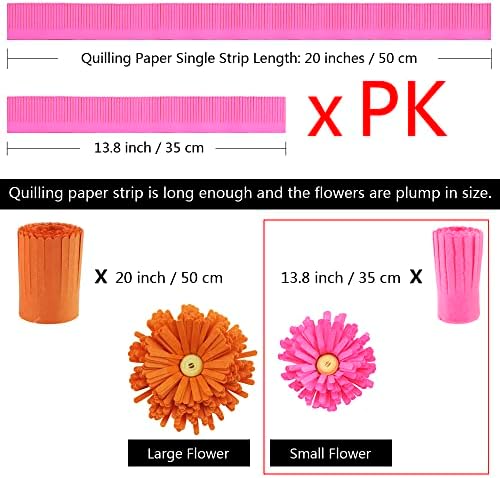 Fazhbary 20 polegadas / 50 cm de papel quilling flores kit colorido 8 tiras de papel de pé de pétalas diferentes