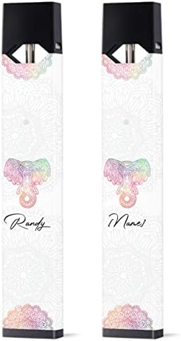 Compatível personalizado com Juul Customized Elephant Glitter Stick Nome personalizado Mandala decor Skin Decal