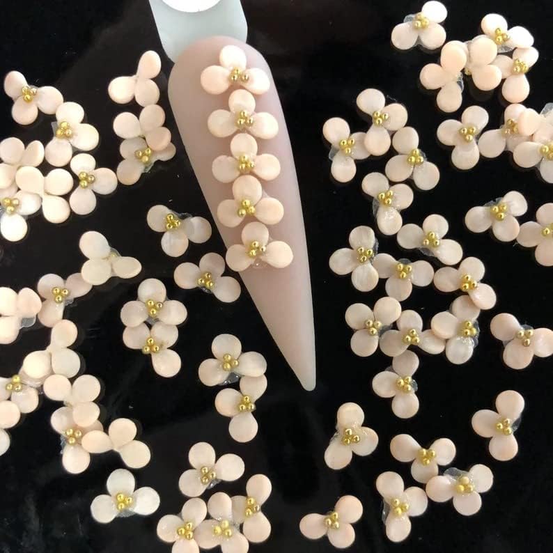 Decalques de unhas fofas de 10pcs, acrílico de flores em 3D, decalques de unhas fofas