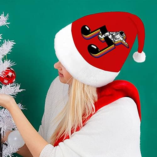 Espacial astronauta Nota musical chapéu de Natal Papai Noel Hats Plush curto com punhos brancos para homens Mulheres Decorações de festas de férias de Natal