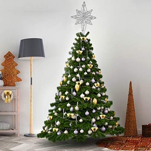 Kesyoo Christmas Tree Top Star Tree Christmas Topper Iron Star decoração Ornamento 16x30cm sem prata clara