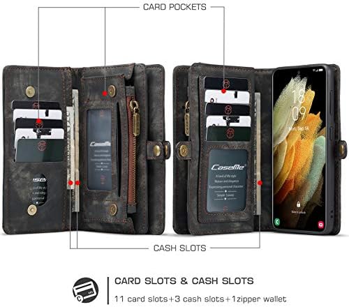Wintming Compatível com a caixa da carteira Samsung Galaxy S21 Plus com suporte de couro magnético de tampa da capa de flip-flip de cartão de proteção com estojo de proteção multifuncional compatível com Samsung S21 Plus