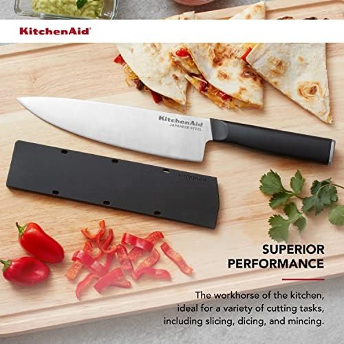 KitchenAid Classic Chef Knife com capa de lâmina de ajuste personalizado, 8 polegadas, faca de cozinha