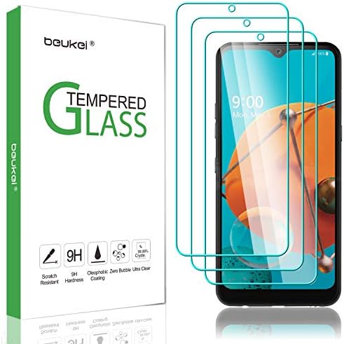 Beukei Compatível para LG K51 Screen Protector Temperado de vidro, para LG Q51/ LG Refletir protetor
