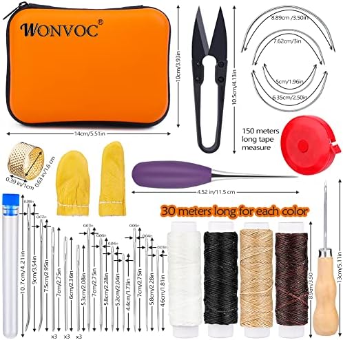 Kit de costura de couro, martelo de escultura em couro, kit de reparo de estofes de costura de couro, kit de