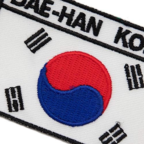 A-One 2 PCs Pack-Gyeongbokgung Shield Bordado+emblema da bandeira da Coréia do Sul, emblema da bandeira nacional, bordado de referência, crachá tático, lembrança histórica do local, adequado para camisas de jeans.