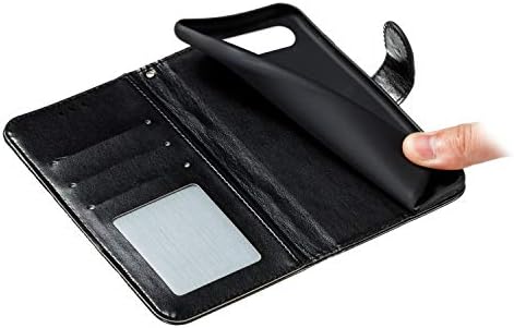 Lemaxelers para LG V40 Caixa Thinq Flip Premium Phone Case de telefone PU Mandala Mandala Cover à prova de choque em relevo com tampa de suporte para o Kickstand Card para LG V40 / LG V40 Thinq Mandala Black Ld LD LD