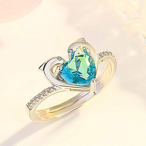 Anéis para mulheres 2023 Presentes de aniversário Moda Ring Dolphin Dolphin Micro Ring Double Diamond Heart Love Conjunto