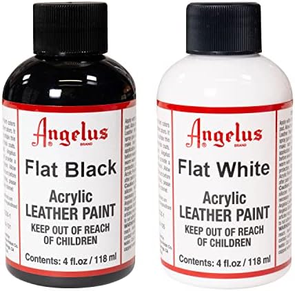Marca Angelus Acrylic Leather Paint Imperperperável 4oz - Duo Branco Black e Branco Plano