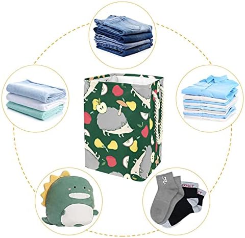 Grande cesta de lavanderia com alças, oxford lavanderia impermeável cesto de lavanderia de roupas de roupas dobráveis ​​para a sala de lixo de roupas para crianças cozinha de berçário, padrão de maçã do berçário, padrão de maçã