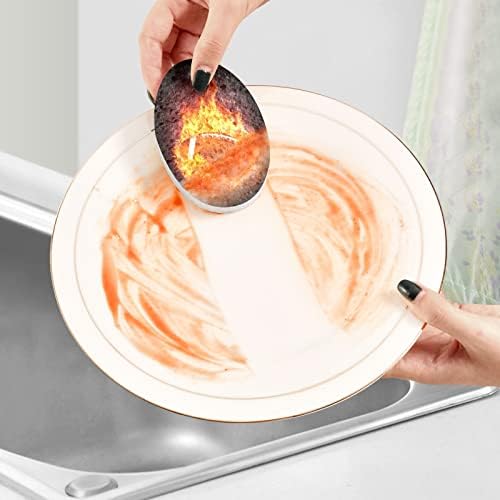 ALAZA American Football Incêndio esponjas naturais de cozinha esponja de celulose para pratos para lavar o banheiro e a limpeza doméstica, não-arranhões e ecológicos, 3 pacote