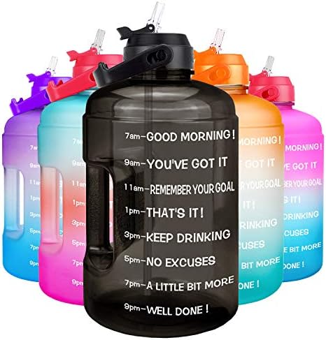 Garrafa de água de 1 galão - com palha e marcador de tempo motivacional à prova de vazamento BPA BPA REUSIÁVEL