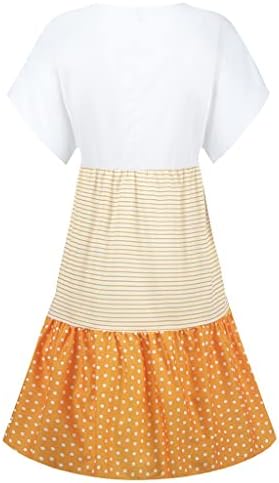 Mrgiinri feminino 2023 vestido de moda de verão babados colorl bloqueio polka dot de verão casual