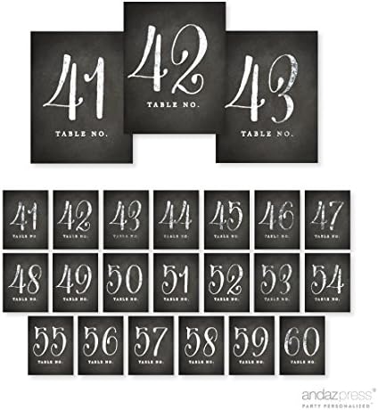 ANDAZ Pressione números 21-40 em papel perfurado, estampa de madeira rústica, 4,25 x 5,5 polegadas de cartolina, 1 set, para casamentos, festas de aniversário
